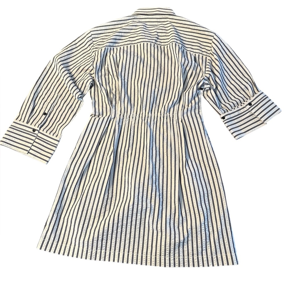 Madewell women’s Tucked Mini Shirtdress seersucker  Grey Stripe Size 12 NWT - Picture 6 of 10